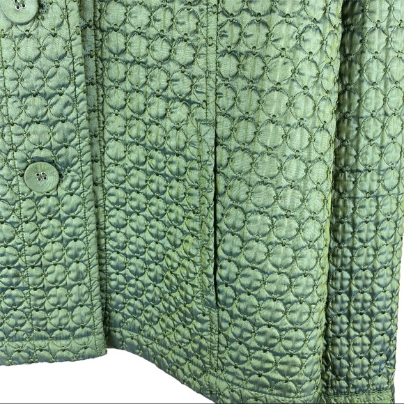 Chico’s Green Quilted Jacket Size 1 Medium US Sz 8 - Picture 4 of 11